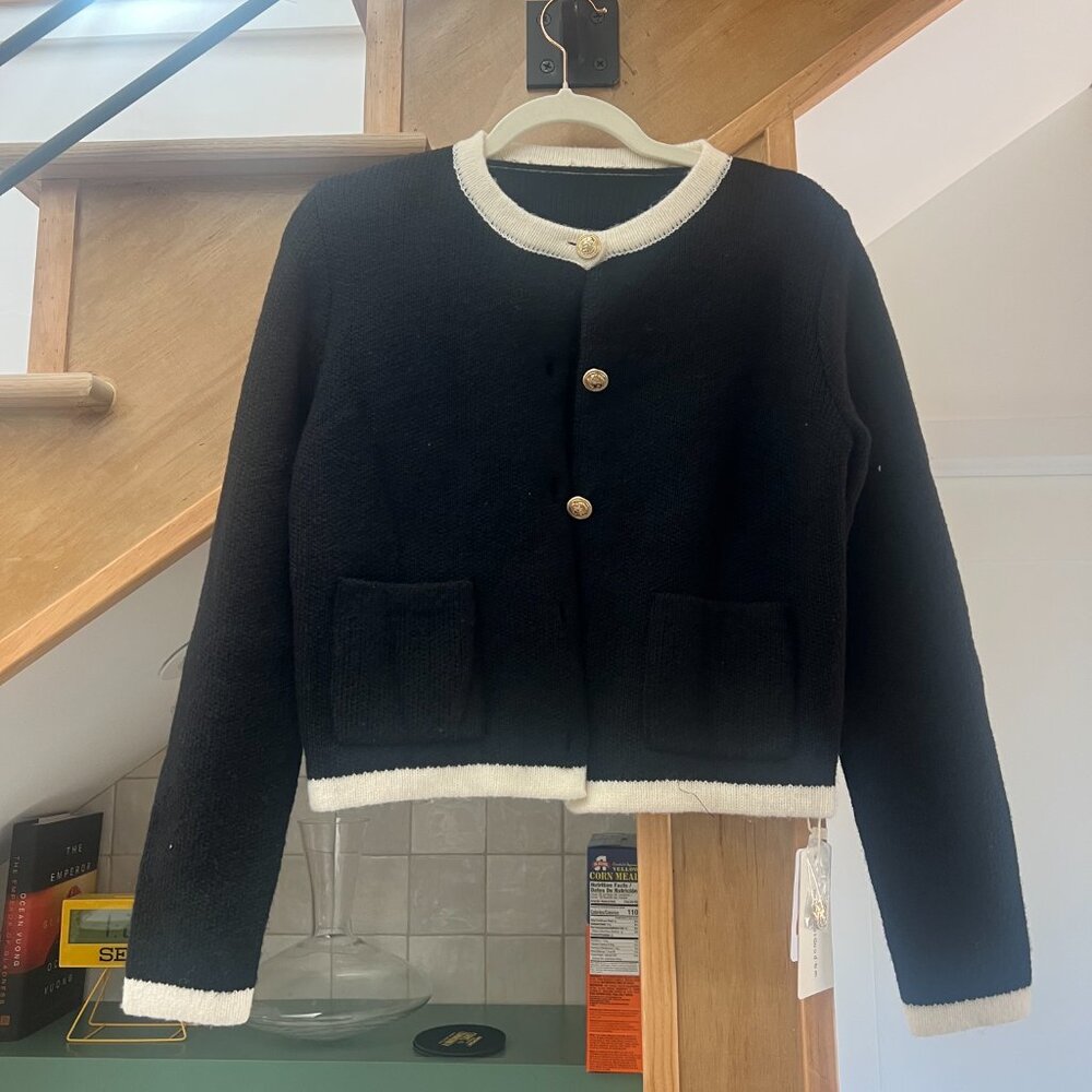 Commense Contrast Trim Jersey Cardigan XS - Picture 5 of 6